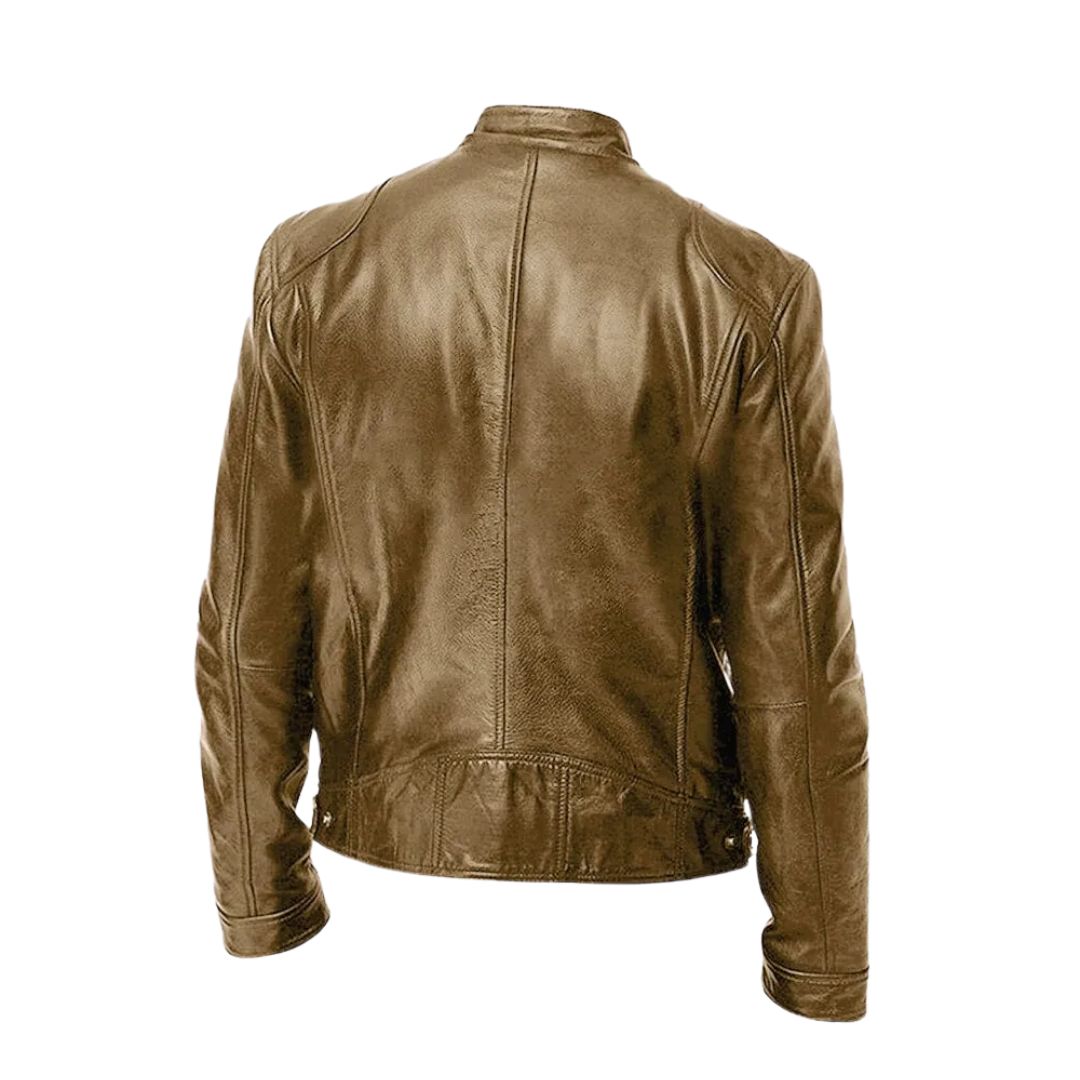 Men's Casual Zipper Jacket with Stand Collar and Functional Pockets