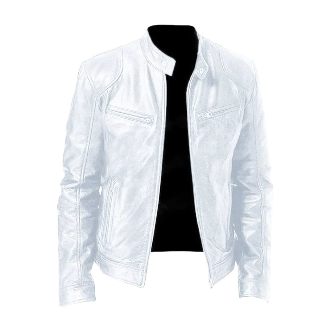 Men's Casual Zipper Jacket with Stand Collar and Functional Pockets