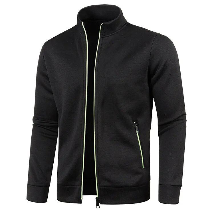 Men's Lightweight Zip-Up Jacket with Long Sleeves and Stand Collar