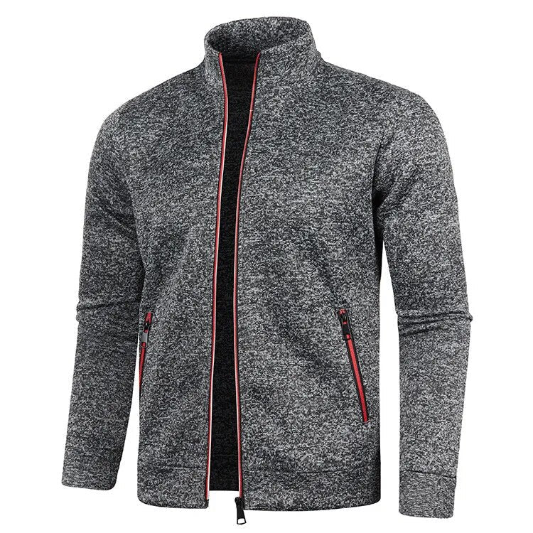 Men's Lightweight Zip-Up Jacket with Long Sleeves and Stand Collar