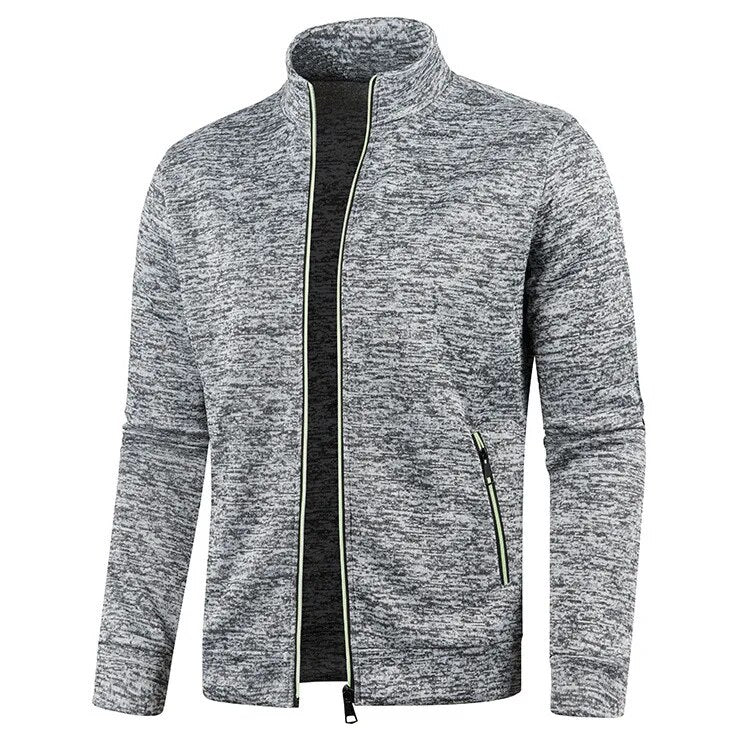 Men's Lightweight Zip-Up Jacket with Long Sleeves and Stand Collar