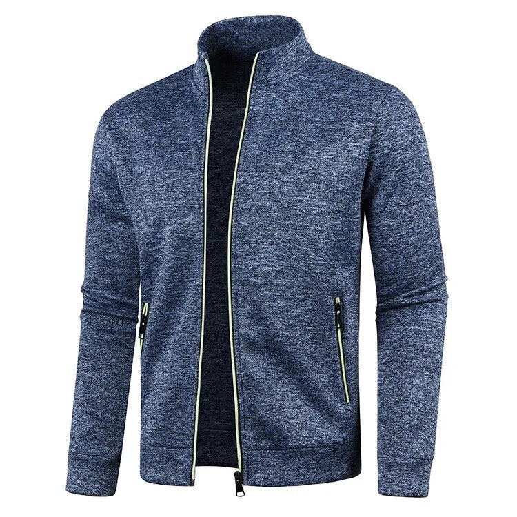 Men's Lightweight Zip-Up Jacket with Long Sleeves and Stand Collar