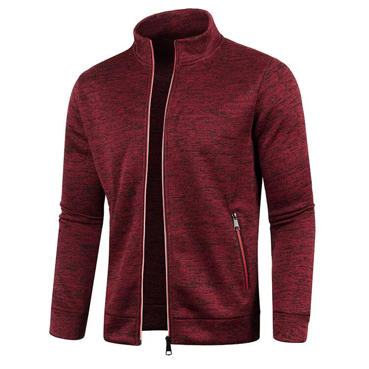 Men's Lightweight Zip-Up Jacket with Long Sleeves and Stand Collar