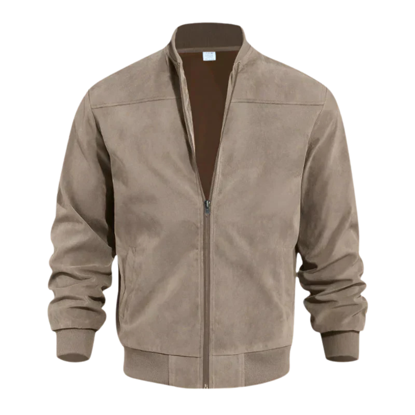 Men's Classic Zip-Up Bomber Jacket with Ribbed Cuffs and Hem
