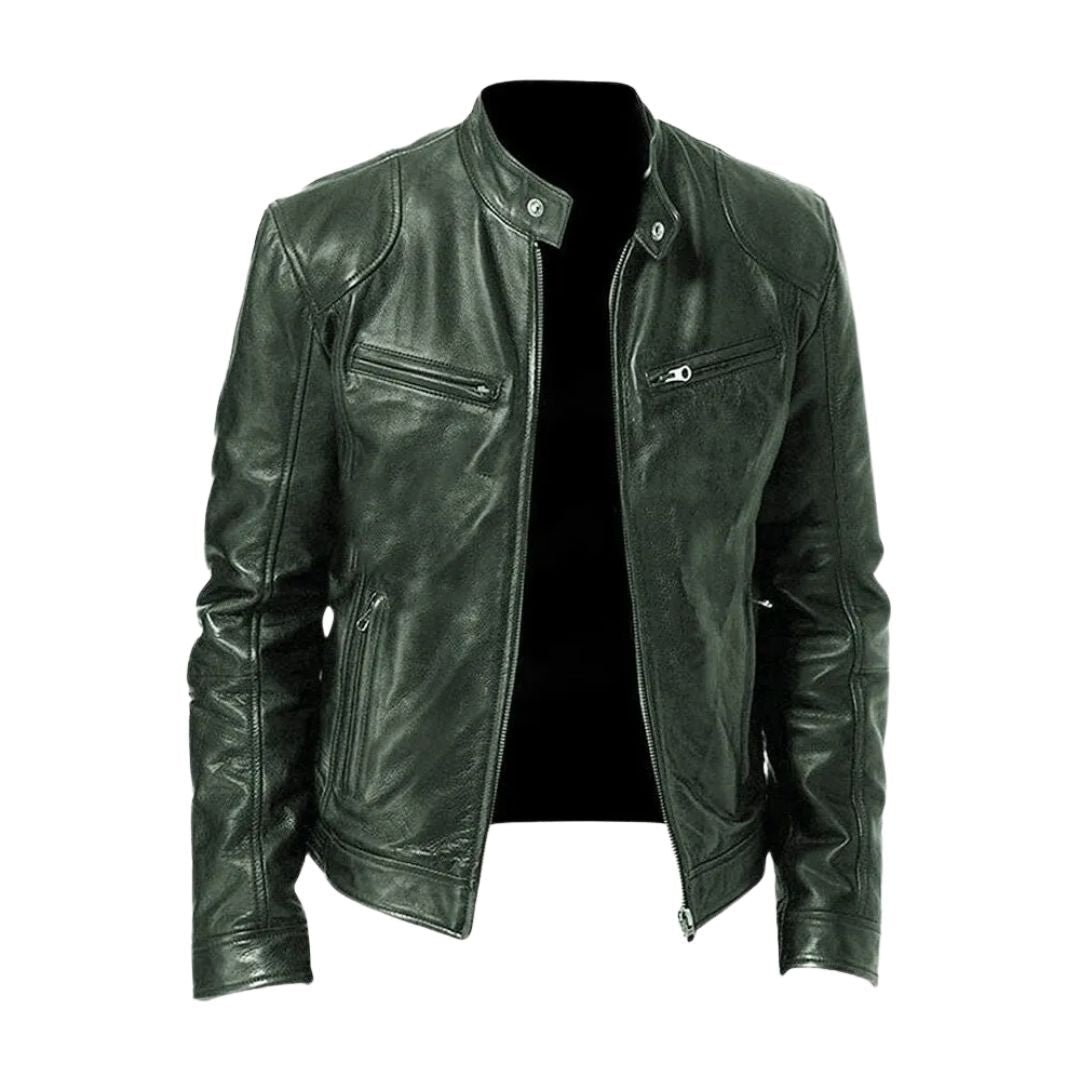 Men's Casual Zipper Jacket with Stand Collar and Functional Pockets