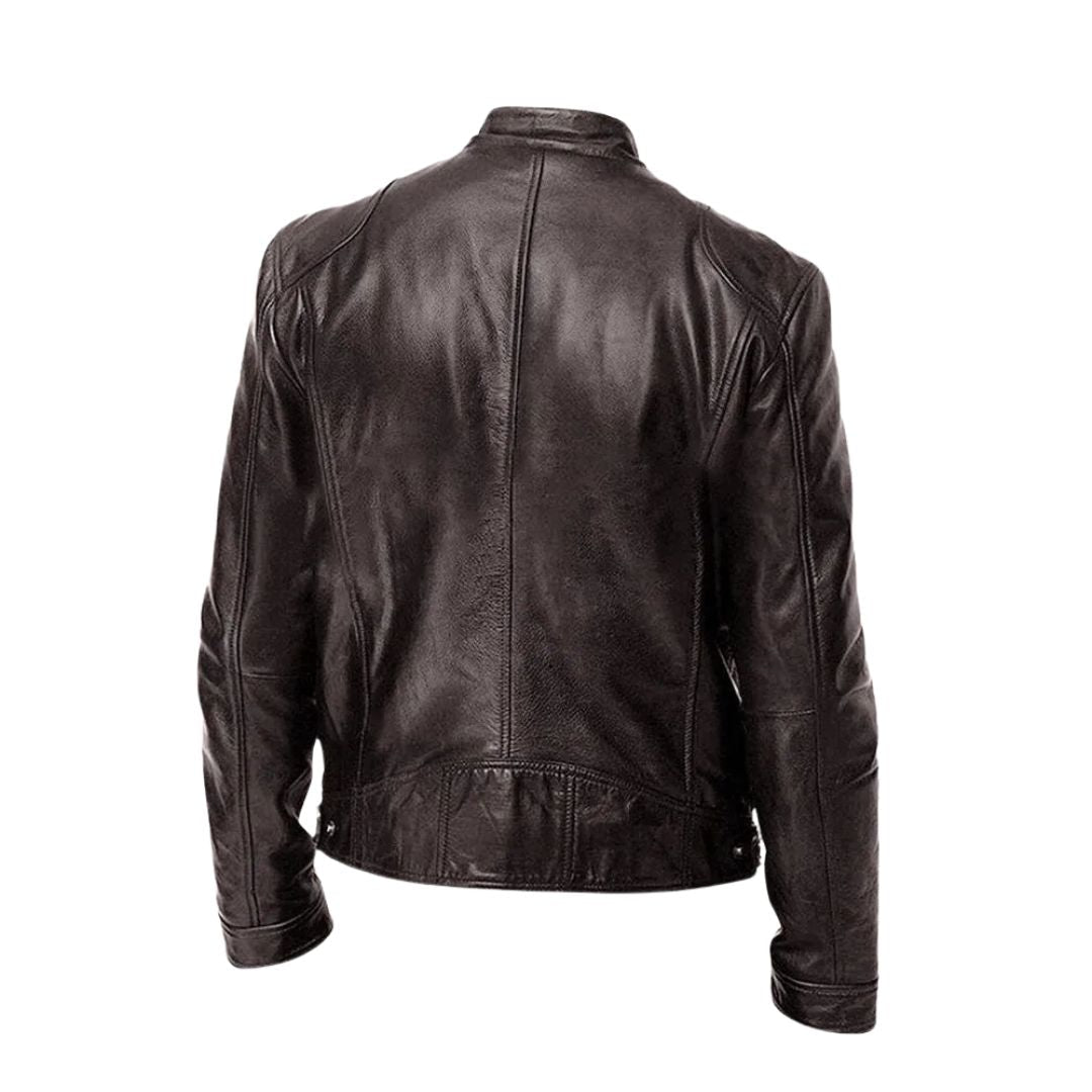 Men's Casual Zipper Jacket with Stand Collar and Functional Pockets