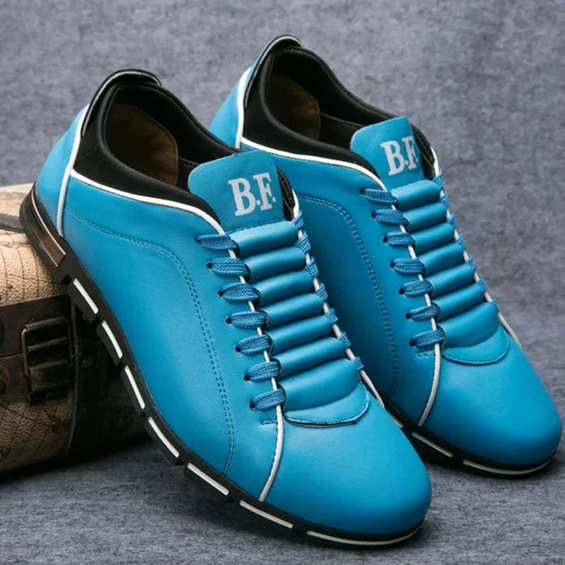 Men's Casual Lace-Up Sneakers with Contrast Stitch Sole Design