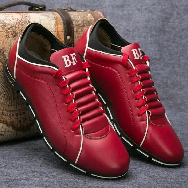 Men's Casual Lace-Up Sneakers with Contrast Stitch Sole Design