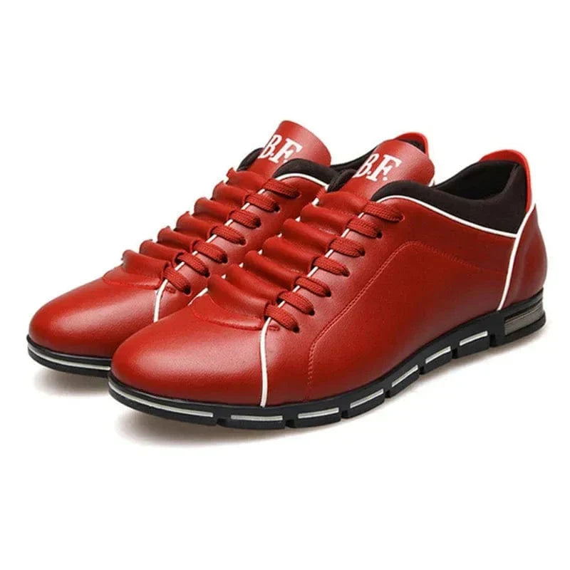 Men's Casual Lace-Up Sneakers with Contrast Stitch Sole Design
